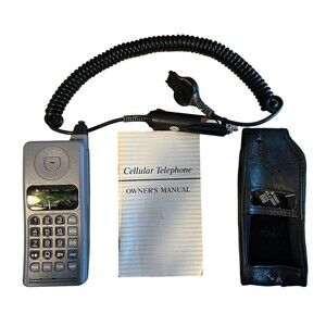 Vintage Motorola TELE TAC 200 Phone Original Box Manual Charger & Case POWERS UP